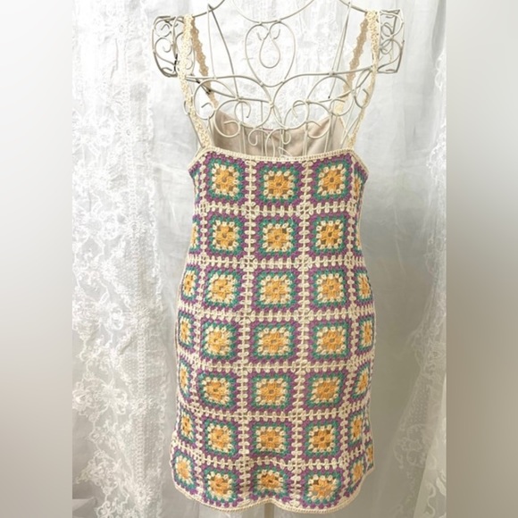 Zara croché boho mini dress size small multicolor - Picture 13 of 16